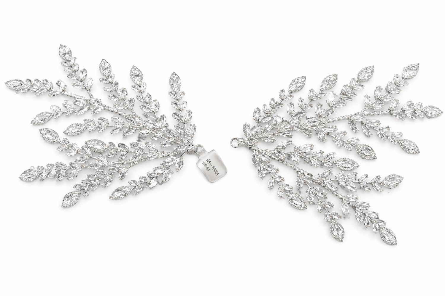 Peinetas Libanesas de Hojas en Plata Rodio con Cristales