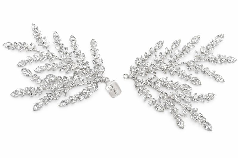 Peinetas Libanesas de Hojas en Plata Rodio con Cristales