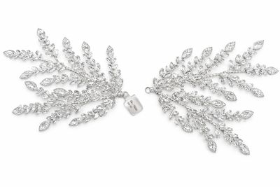 Peinetas Libanesas de Hojas en Plata Rodio con Cristales