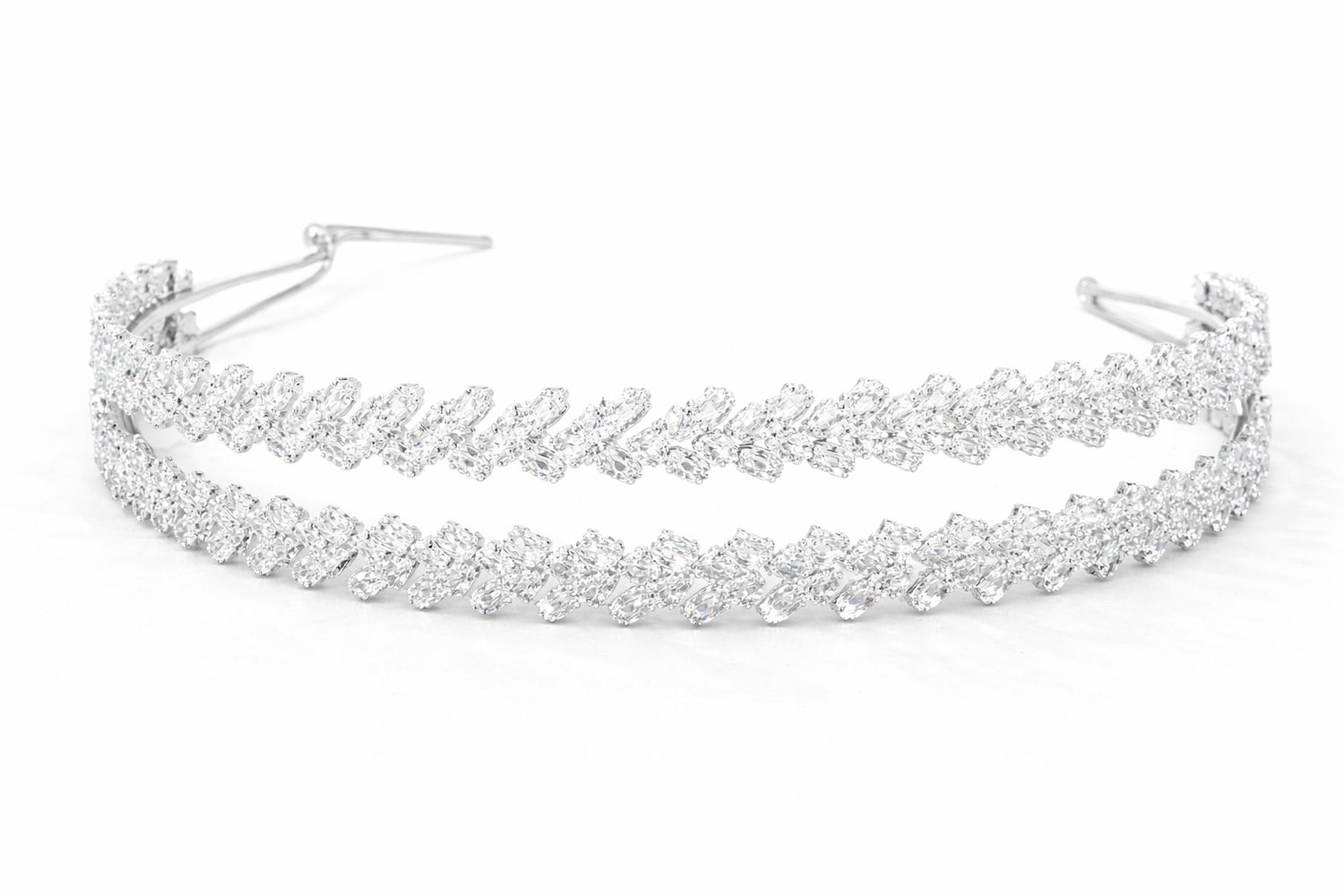 Vincha Doble de Cristales en Rodio