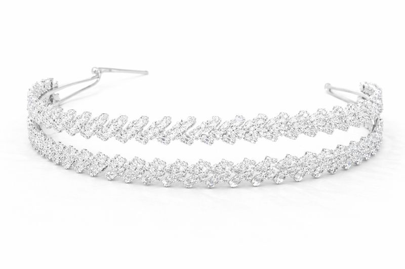 Vincha Doble de Cristales en Rodio