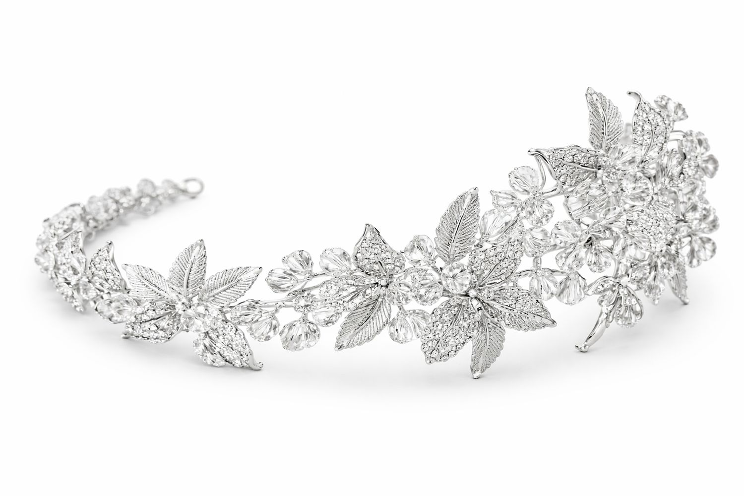 Vincha de Novia Asimétrica Plateada Aurelia