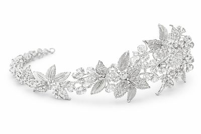 Vincha de Novia Asimétrica Plateada Aurelia