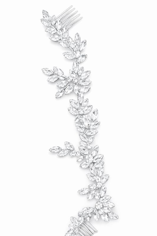 Tocado Plateado Moldeable con Cristales