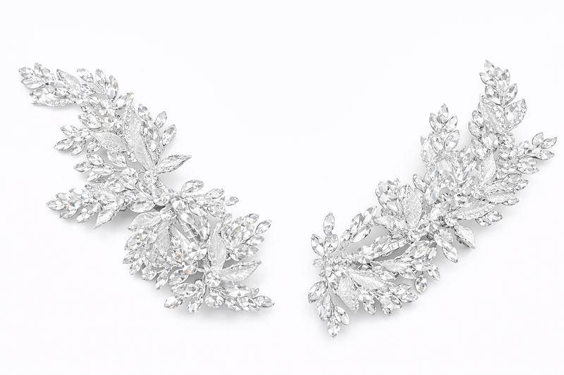 Set de Dos Peinetas Plateadas con Cristales