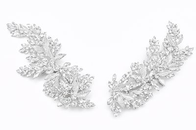 Set de Dos Peinetas Plateadas con Cristales