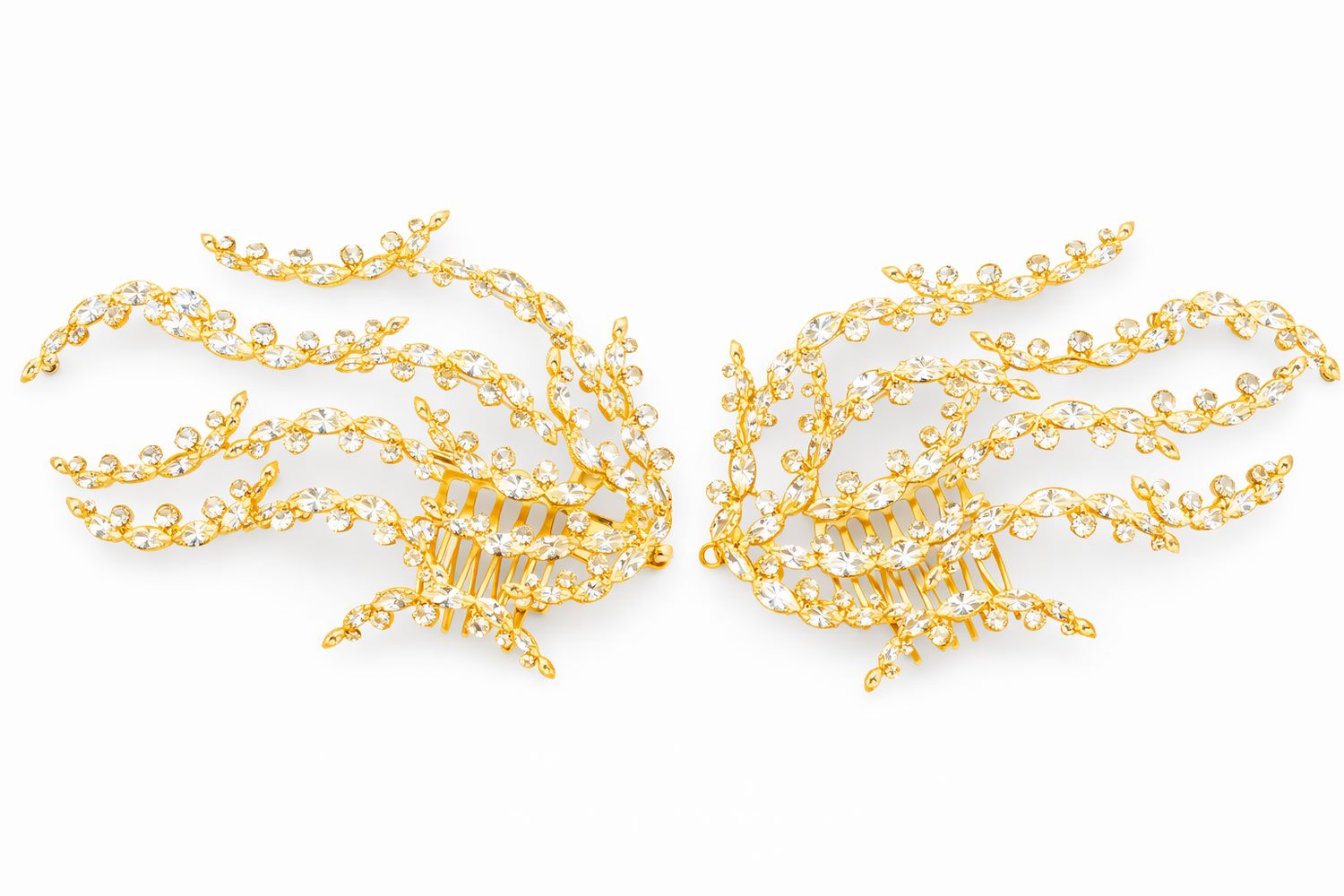 Peinetas Libanesas Doradas de Ramas con Cristales