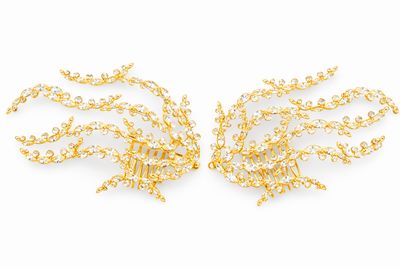 Peinetas Libanesas Doradas de Ramas con Cristales