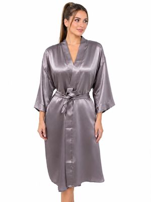 SILVER DARK SATIN ROBE