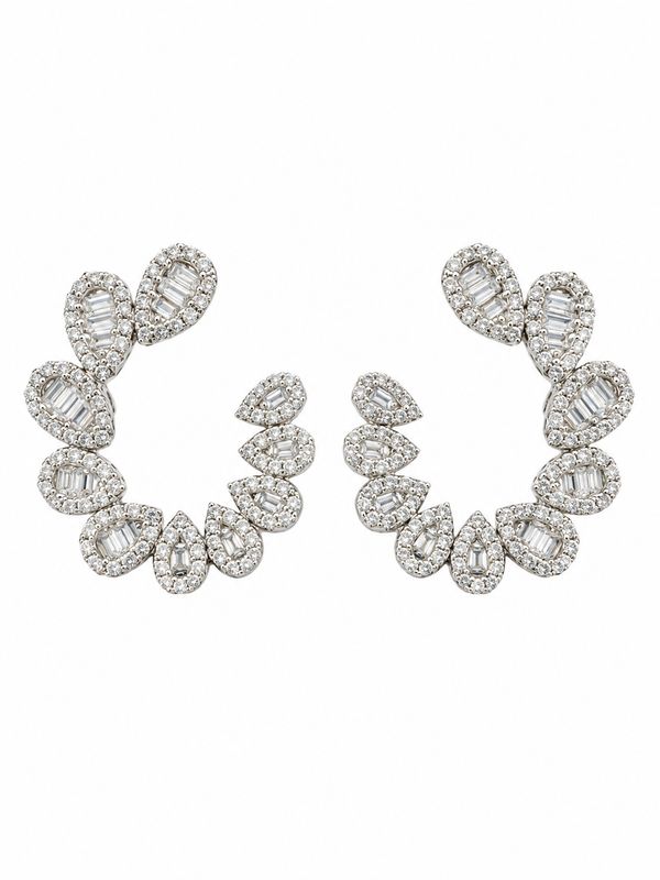 BAGUETTE CRYSTAL LEAF EARRINGS