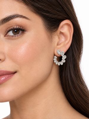 BAGUETTE CRYSTAL LEAF EARRINGS