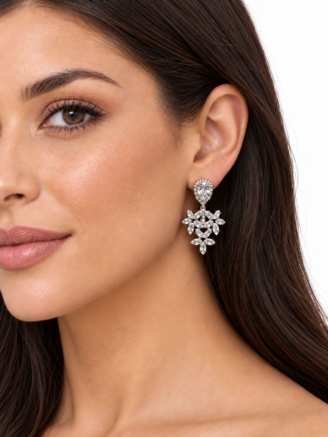 CRYSTAL FLORAL CHANDELIER EARRINGS