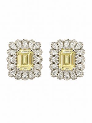 EMERALD CUT HALO CRYSTAL STUD EARRINGS