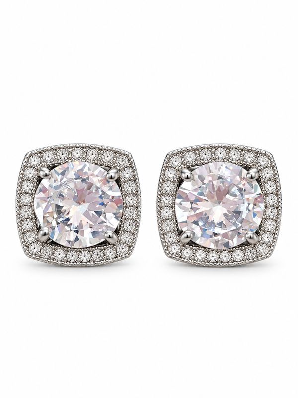 CUSHION HALO STUD EARRINGS