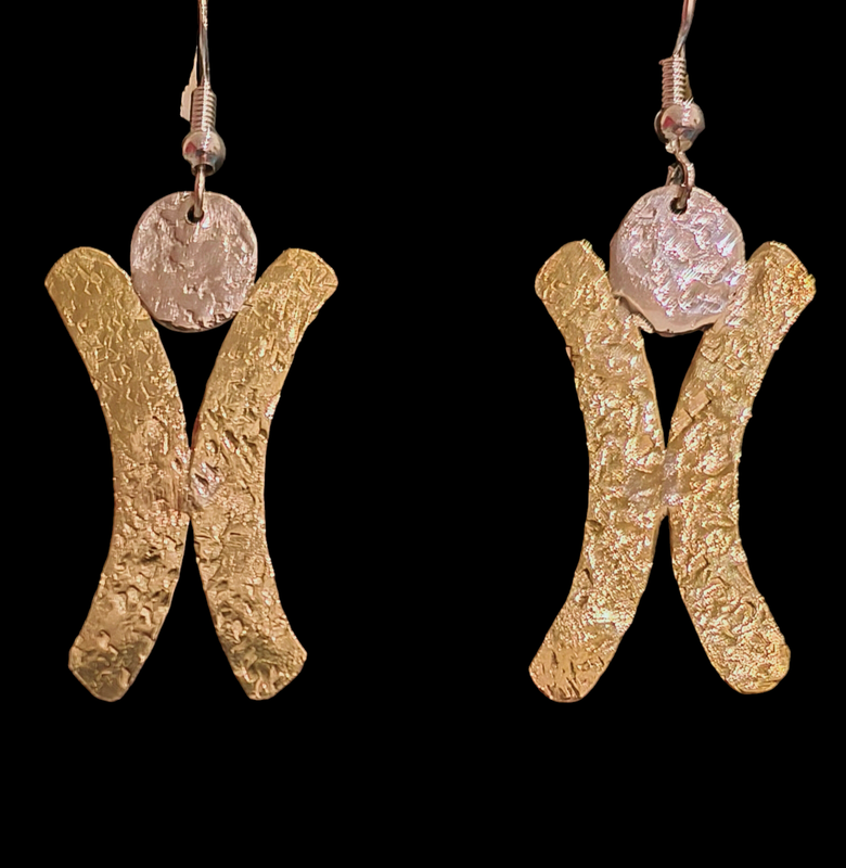 Silver And Brass Butterfly Earrings