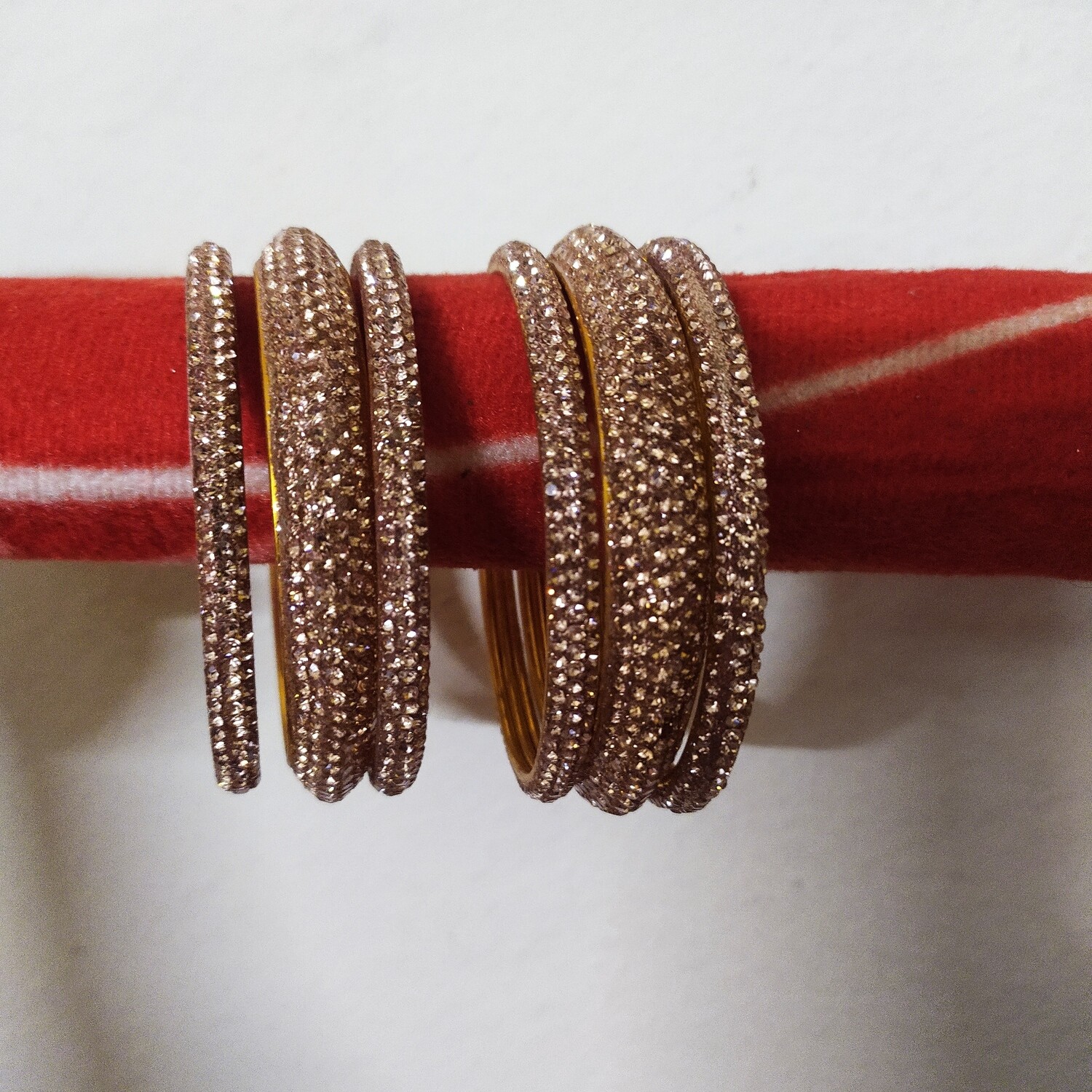 Gold bangles with white stones size 2-2