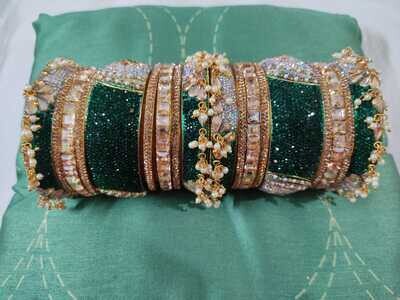 Green Bridal Bangle Set Size: 2-6