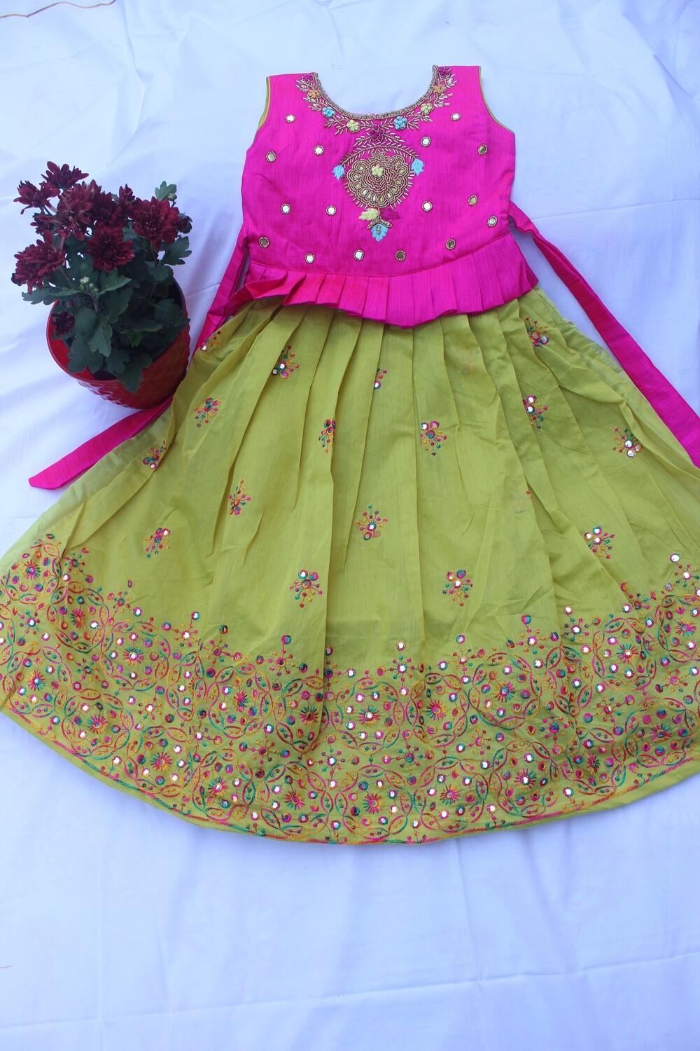 KC23017 Embroidery Long Frocks Size 3 - 10 years