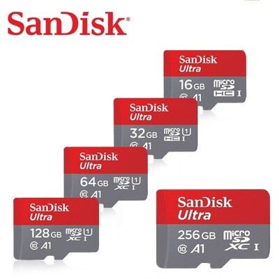 Carte mémoire micro SD SanDisk | capacité de 16, 32, 64, 128, 256Go
