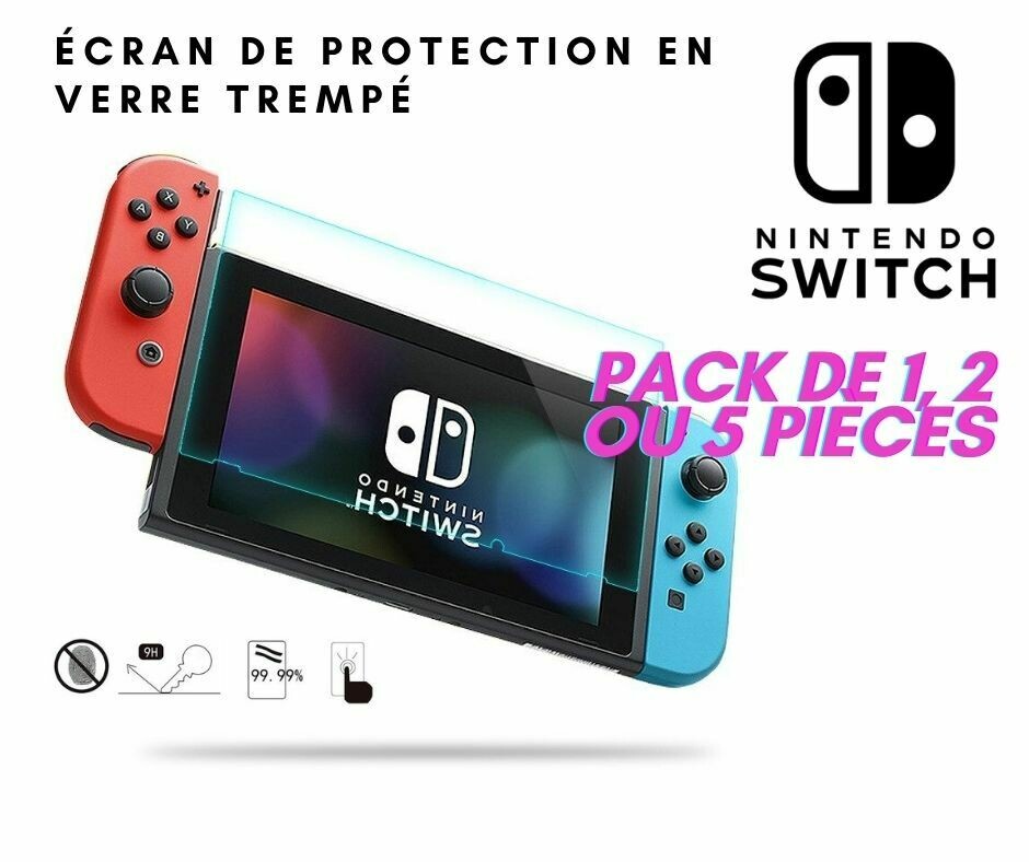 Protection Verre trempé Nintendo Switch (pack de 1,2 ou 5pc)