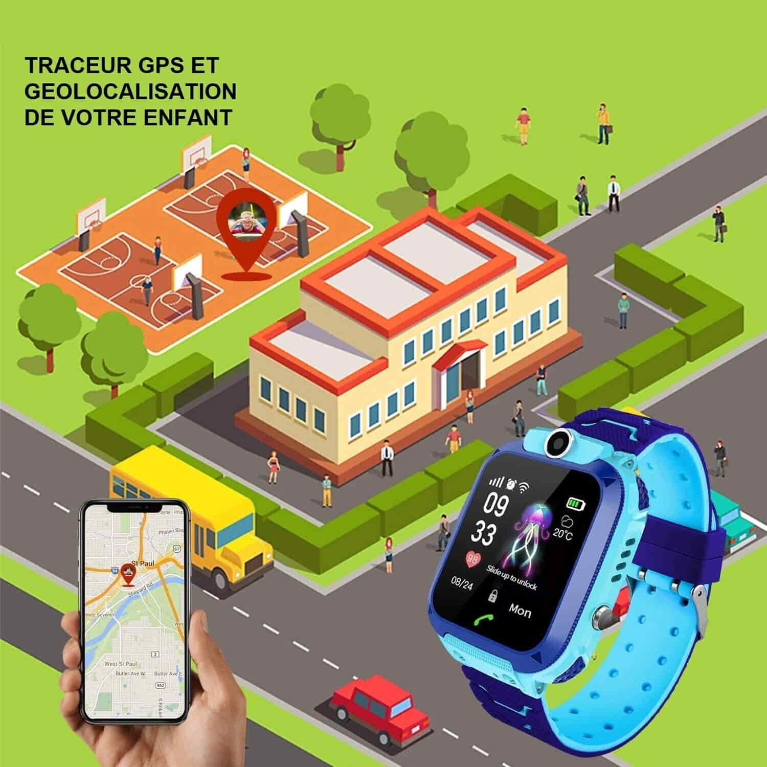 Smartwatch / Montre Connectée KIDS pour Enfants avec tracing GPS (iOS/Android)