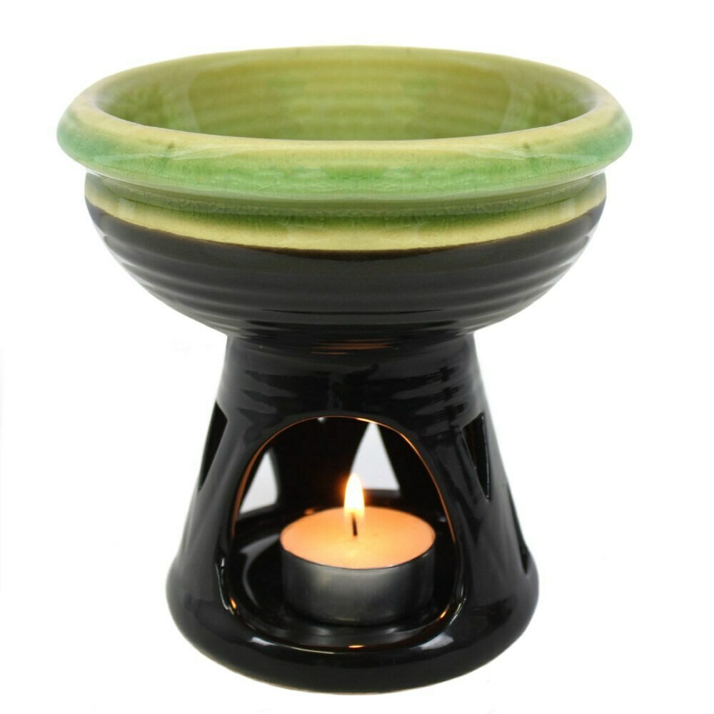 Oil/Wax Burner Ceramic Deep Bowl Green With FREE gift worth £2.99