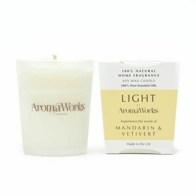 AromaWorks Light Range Mandarin & Vetivert Candle 10cl Small