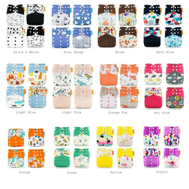 Pocket Cloth Diapers (4 pieces + 4 inserts)