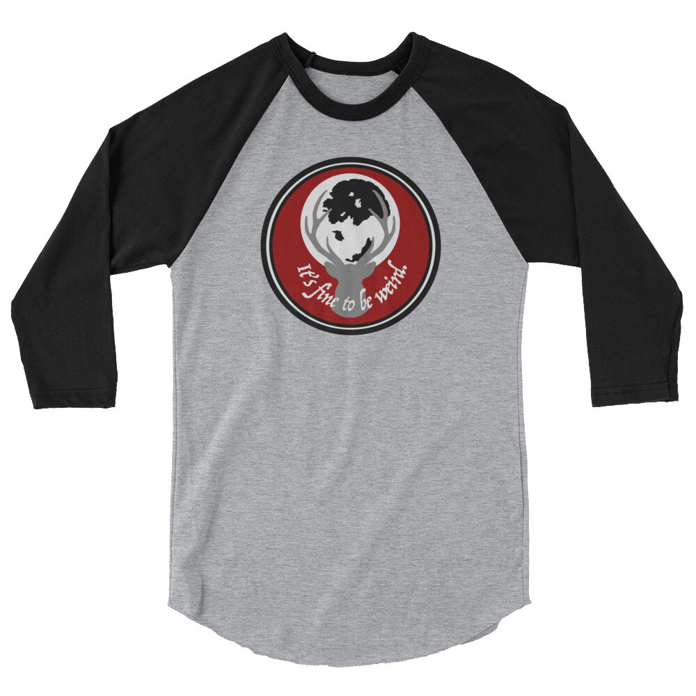 It&#39;s Fine To Be Weird Hannibal 3/4 sleeve raglan shirt, Color: Heather Grey/Black, Size: XS