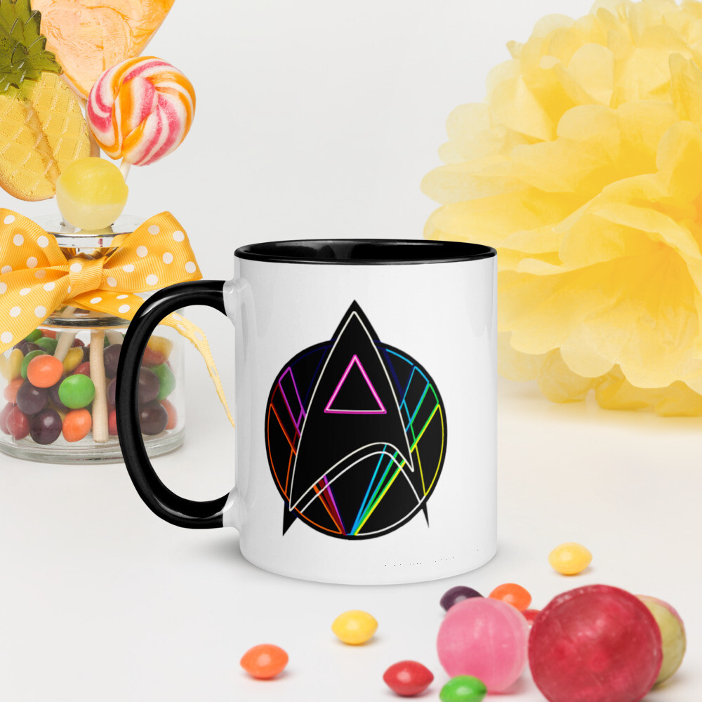 Pink Triangle Queer Star Trek Mug with Color Inside