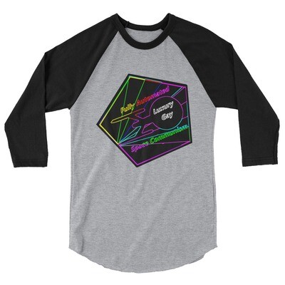 Fully Automated Luxury Gay Space Communism Star Trek 3/4 sleeve raglan shirt, Color: Heather Grey/Black, Size: XS