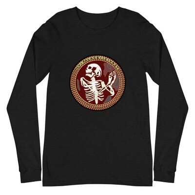 Norman Chapel Hannibal Skeleton  Unisex Long Sleeve Tee, Color: Black Heather, Size: XS