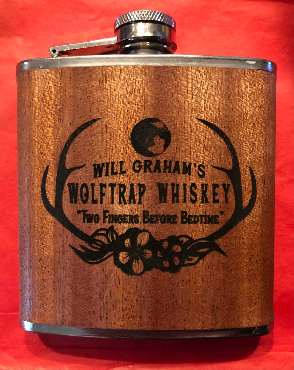Will Graham’s Wolftrap Whiskey Wood & Stainless Whiskey Flask