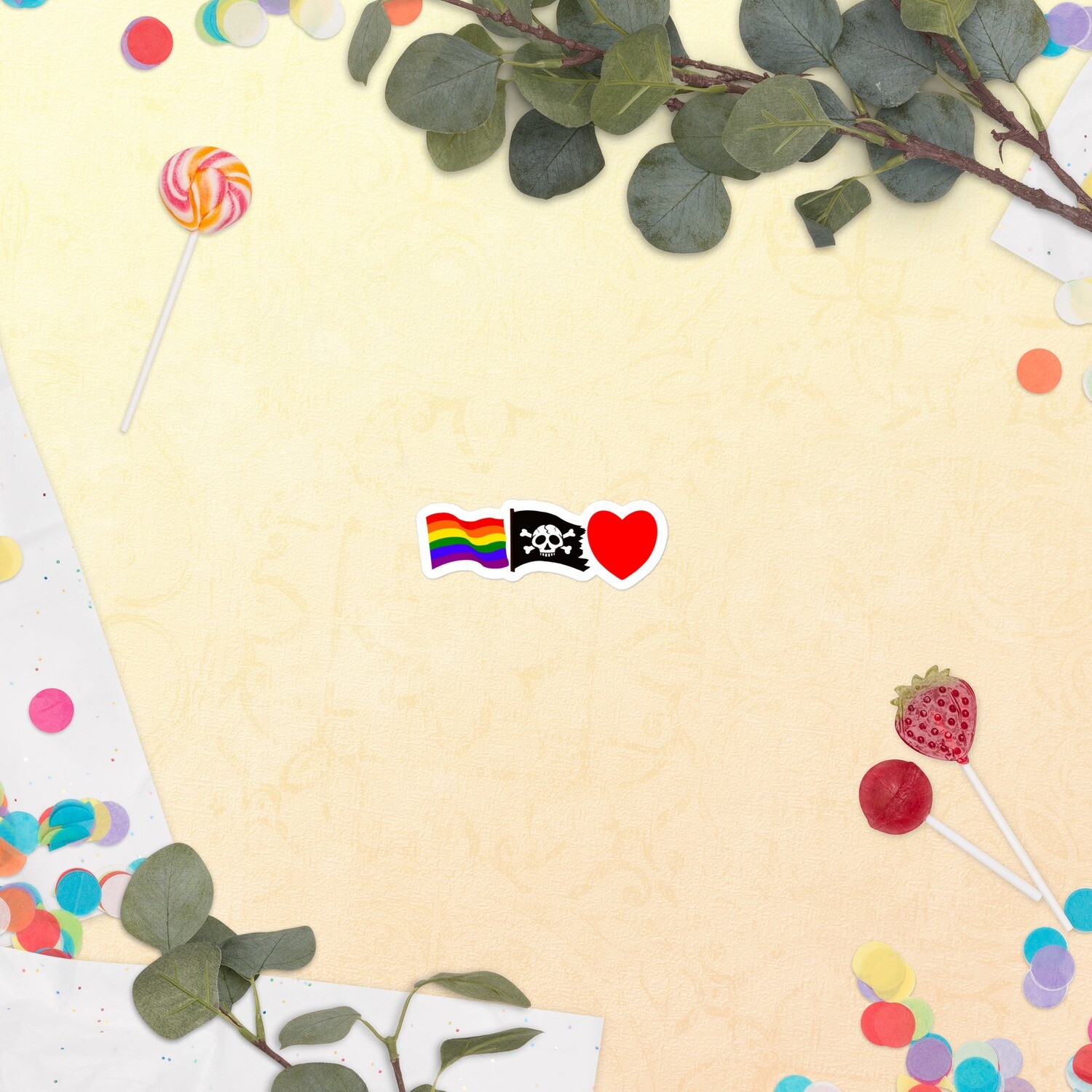 Gay Pirate Love Emojis Bubble-free stickers