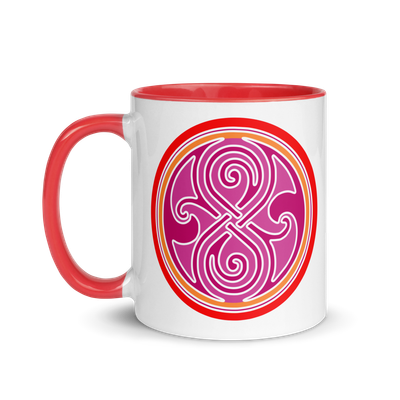 Seal of Rassilon Lesbian Pride Doctor Who 11oz Mug with Red Inside