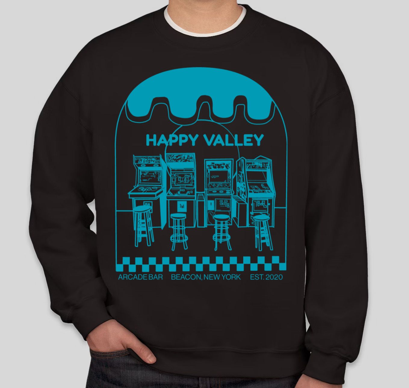 Turquoise Slime Crewneck on Black