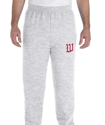 Gildan G182 Ash Grey Baseball Open Bottom Sweatpants Gildan G182 Ash Grey Baseball Open Bottom Sweatpants
