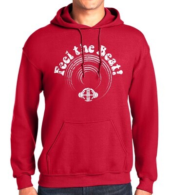 Red Gildan “Feel the Beat” Pullover Hoodie Red Gildan “Feel the Beat” Pullover Hoodie
