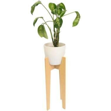 PIE DE MADERA NÓRDICO 60 CM + MACETA PREMIUM BLANCO N27