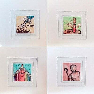 NOTECARDS/ SCHOOLS OUT Pack of 4 assorted