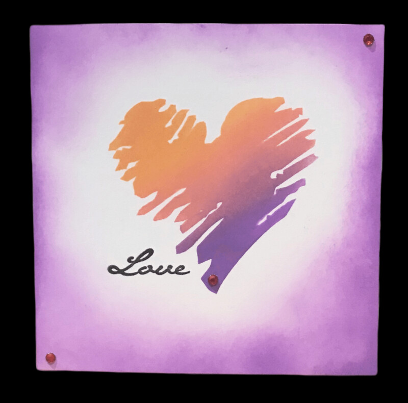 LOVE/ PURPLE & ORANGE HEART