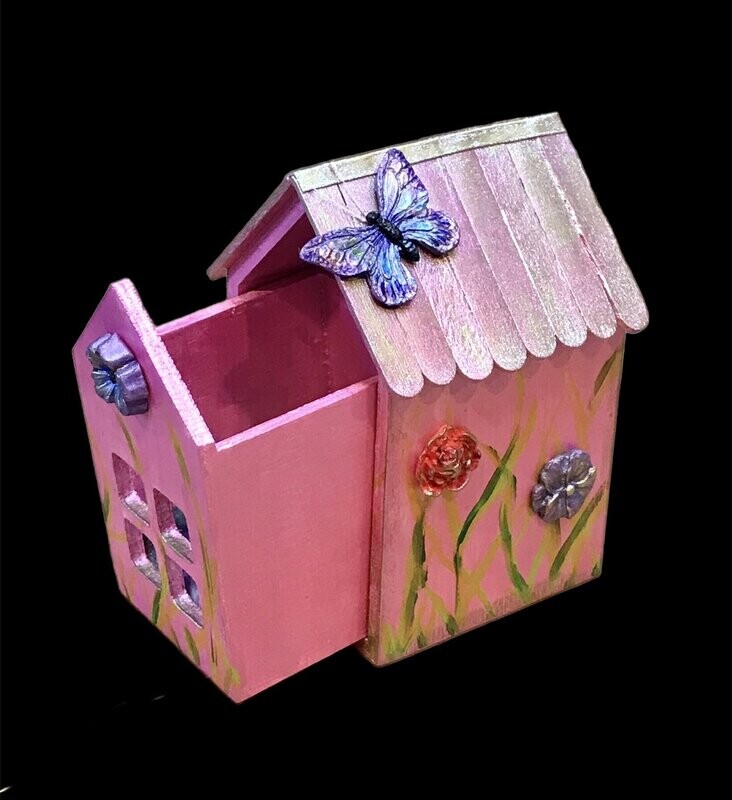 TOOTH FAIRY HOUSE - Pink Flowers & Butterflies