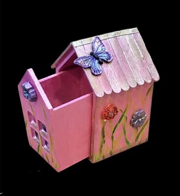 TOOTH FAIRY HOUSE - Pink Flowers & Butterflies