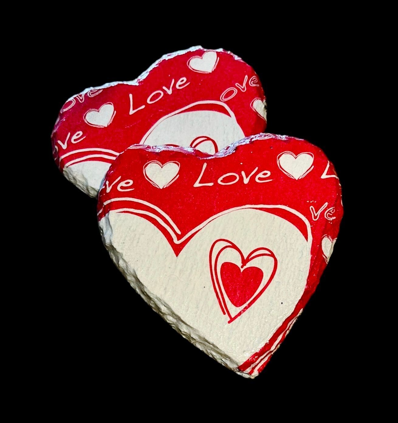 SLATE COASTER HEART - RED WHITE LOVE