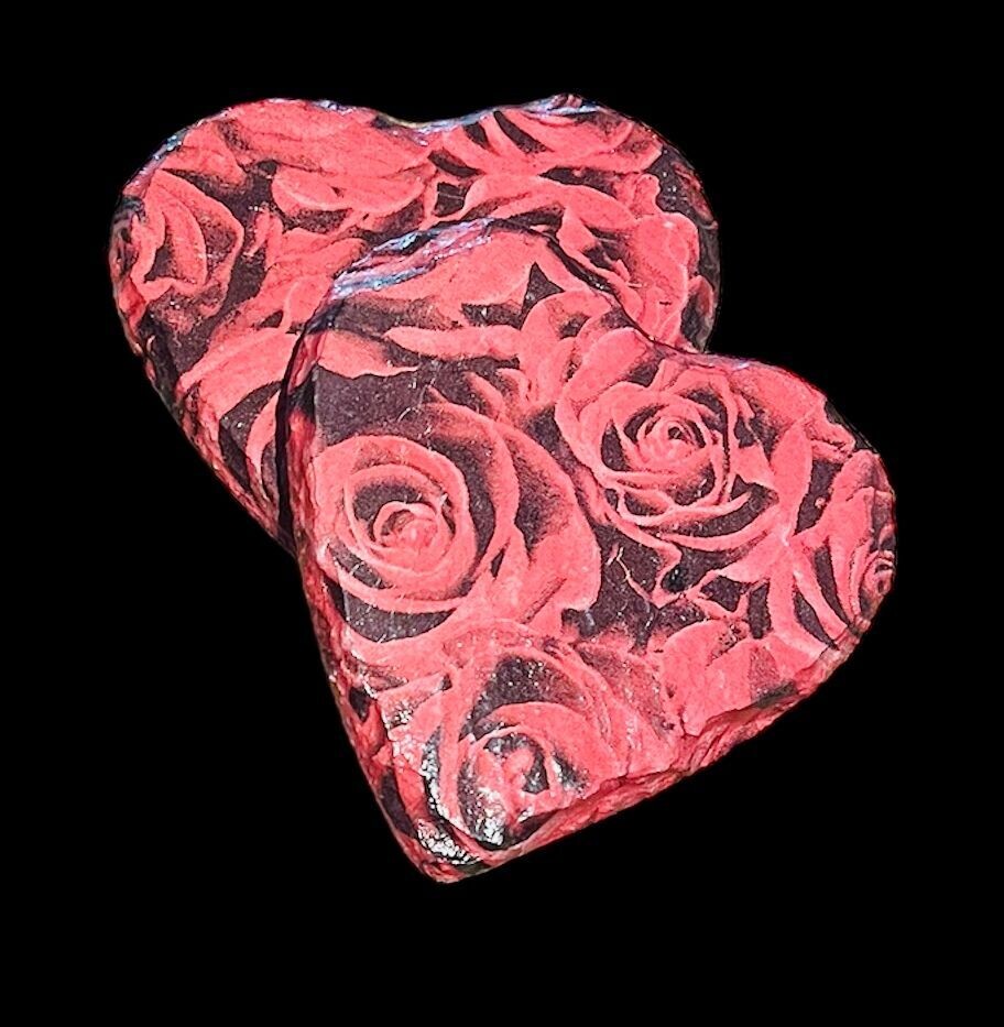 SLATE COASTER HEART - RED ROSES