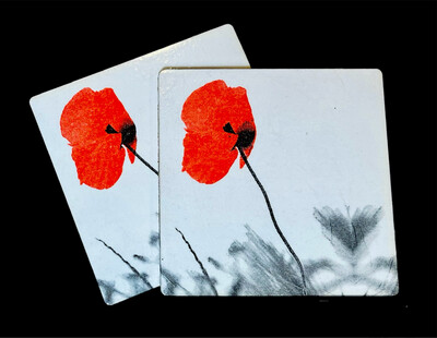 COASTERS SET - Remembrance Poppies