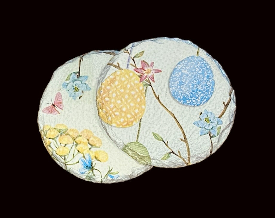 SLATE COASTER ROUND - HANGING EASTER EGGS
