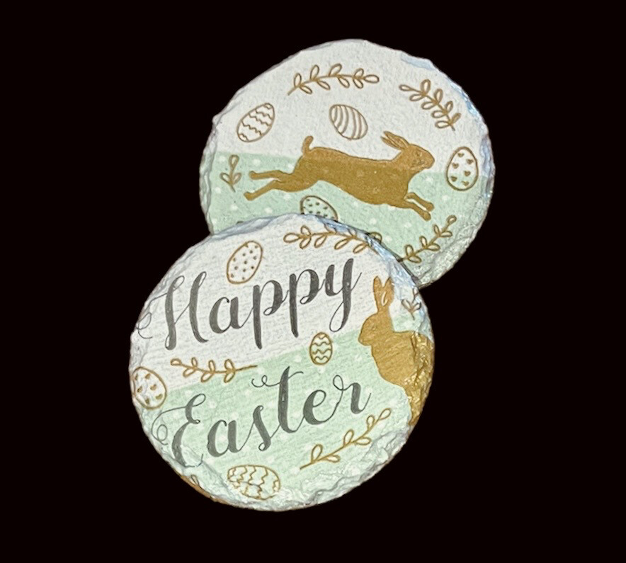 SLATE COASTER ROUND - EASTER BUNNY