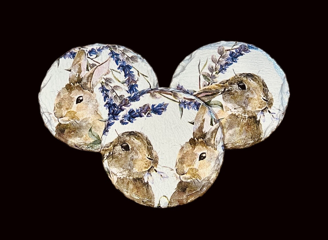 SLATE COASTER ROUND - BUNNIES