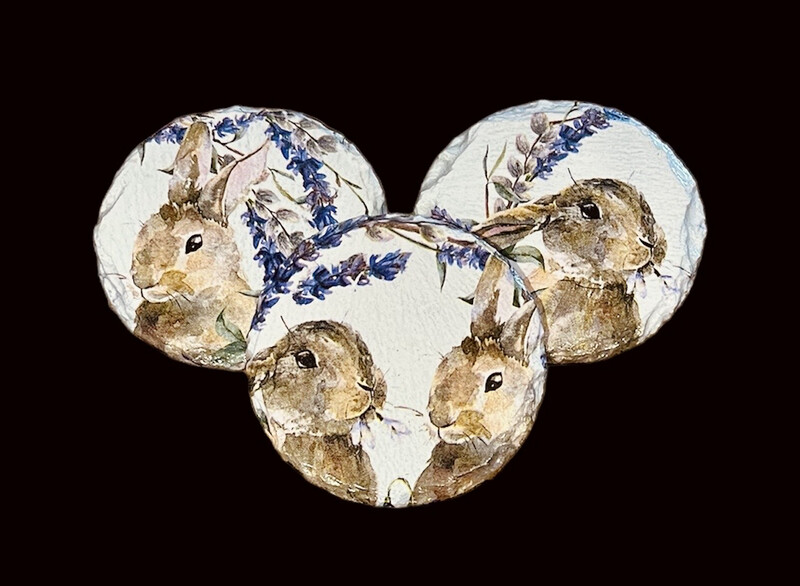 SLATE COASTER ROUND - BUNNIES